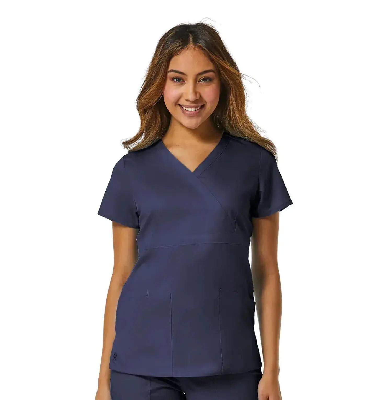 Maevn Back Mesh Panel Mock Wrap Top