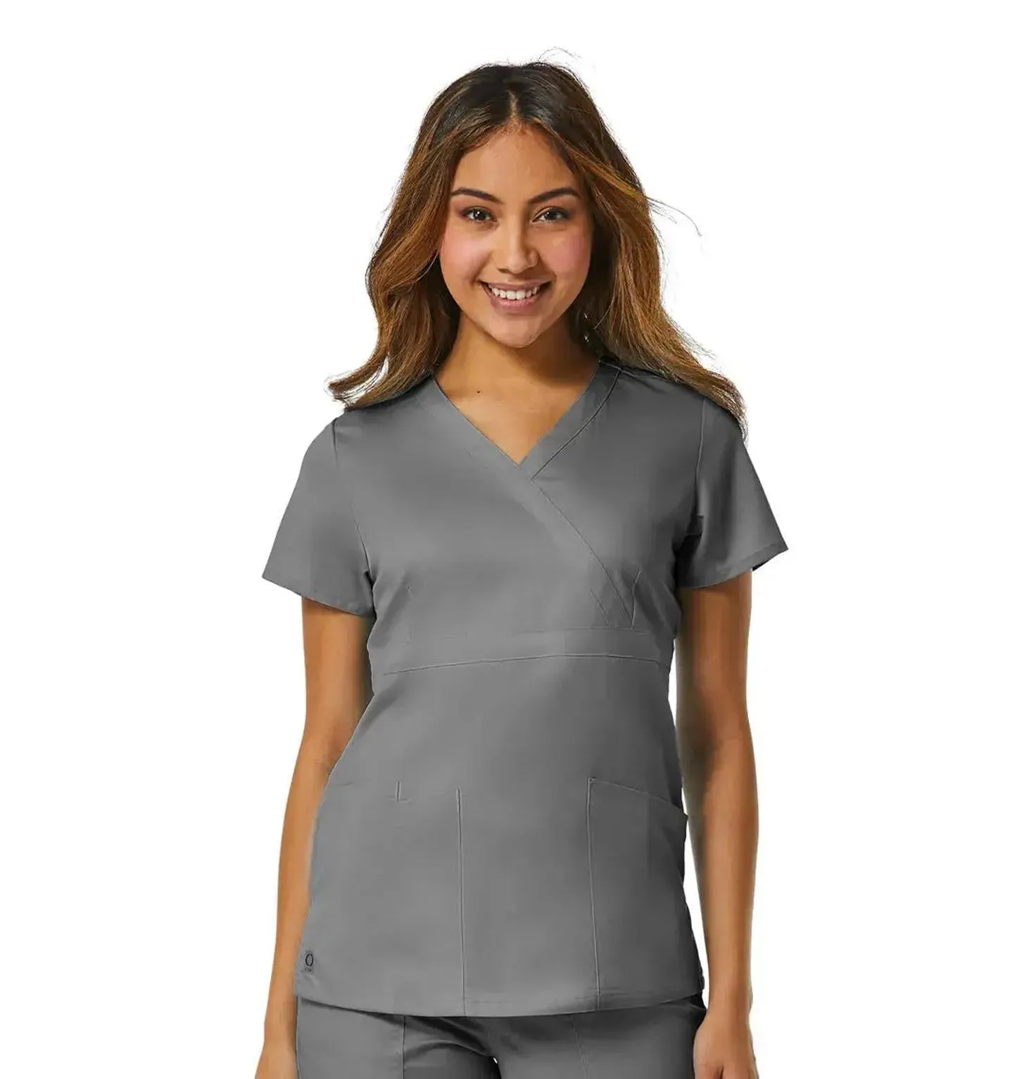 Maevn Back Mesh Panel Mock Wrap Top