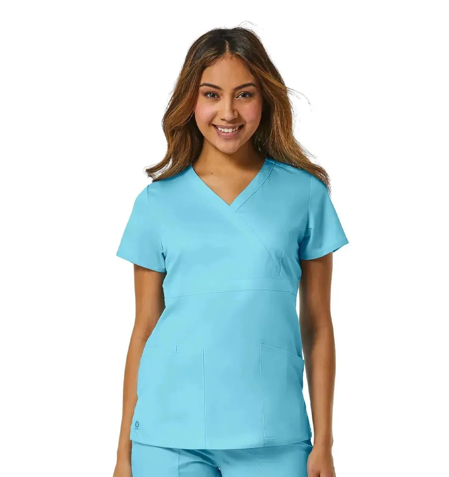 Maevn Back Mesh Panel Mock Wrap Top