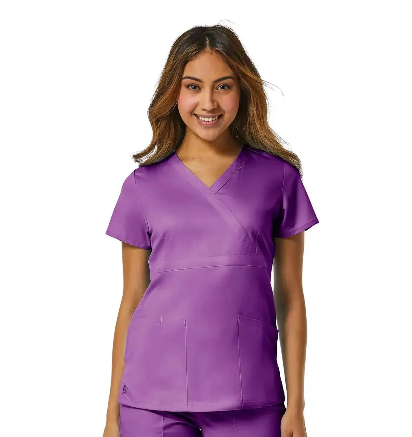 Maevn Back Mesh Panel Mock Wrap Top