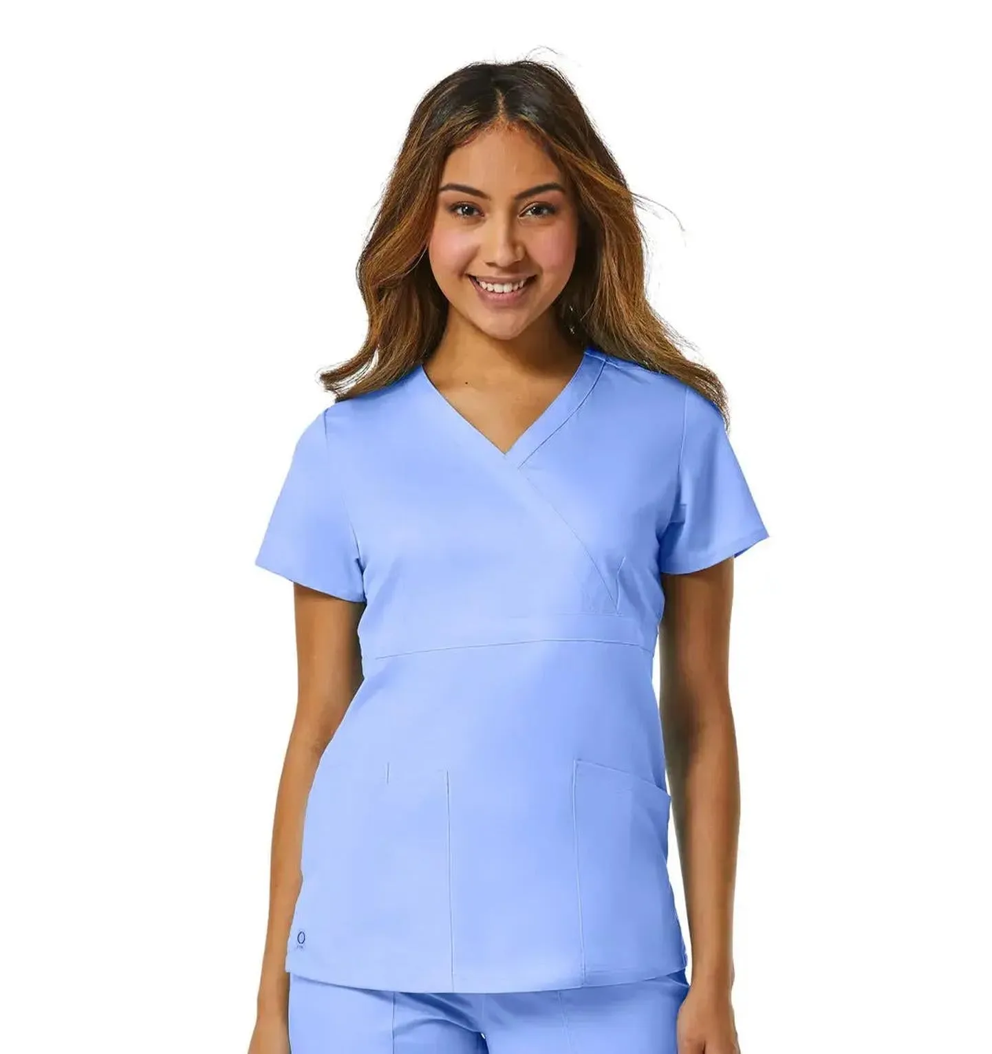 Maevn Back Mesh Panel Mock Wrap Top