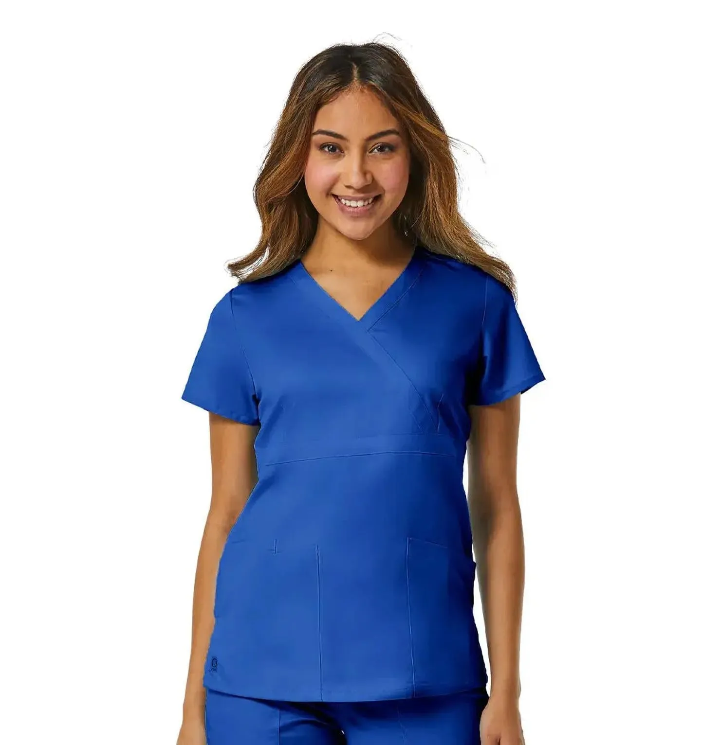 Maevn Back Mesh Panel Mock Wrap Top