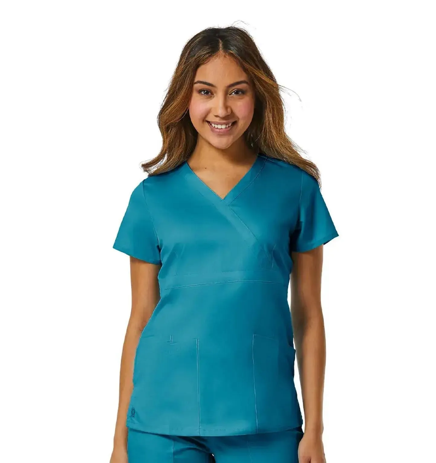 Maevn Back Mesh Panel Mock Wrap Top