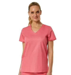Maevn Back Mesh Panel Shaped V-Neck Top