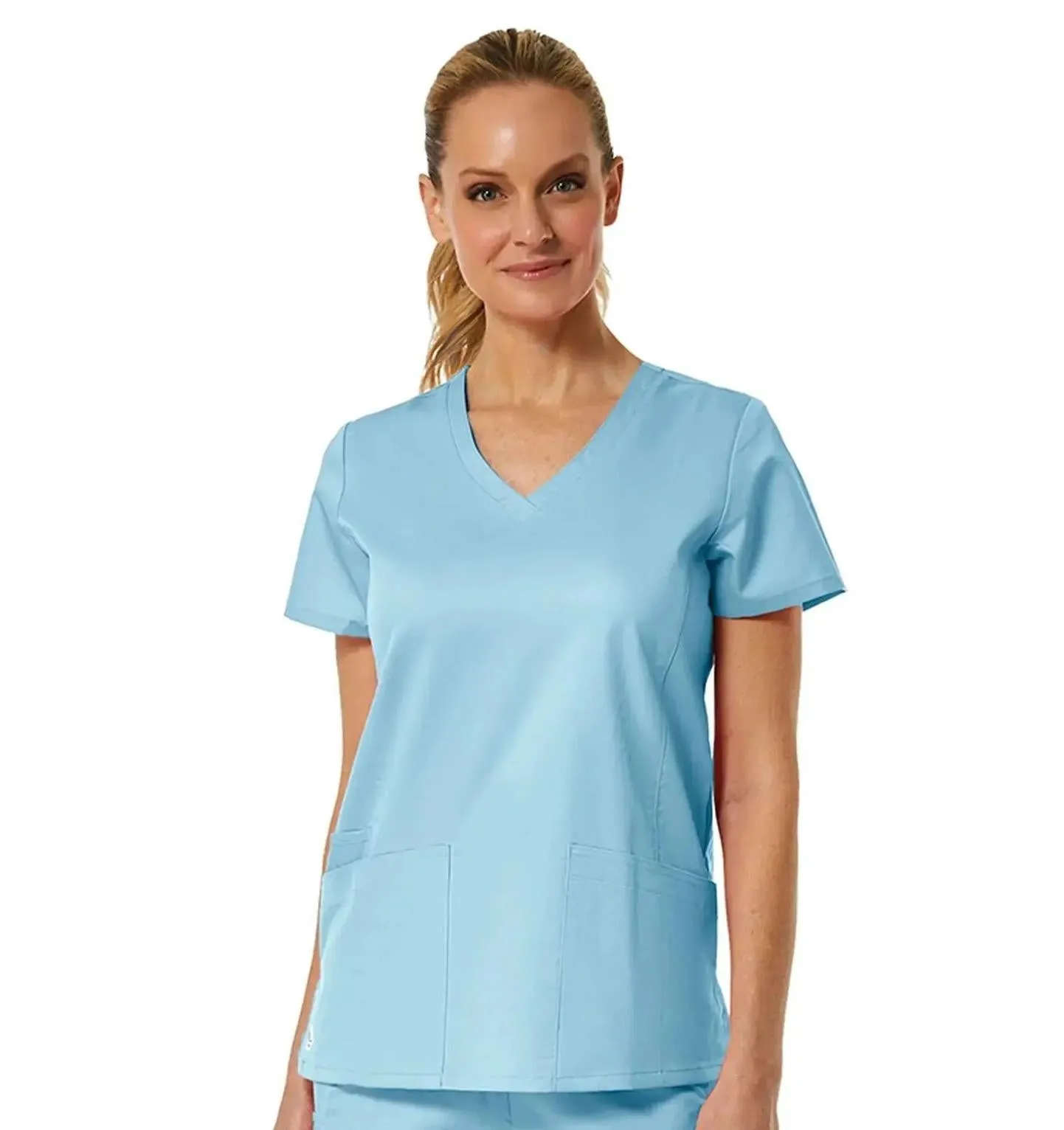 Maevn Back Mesh Panel Shaped V-Neck Top