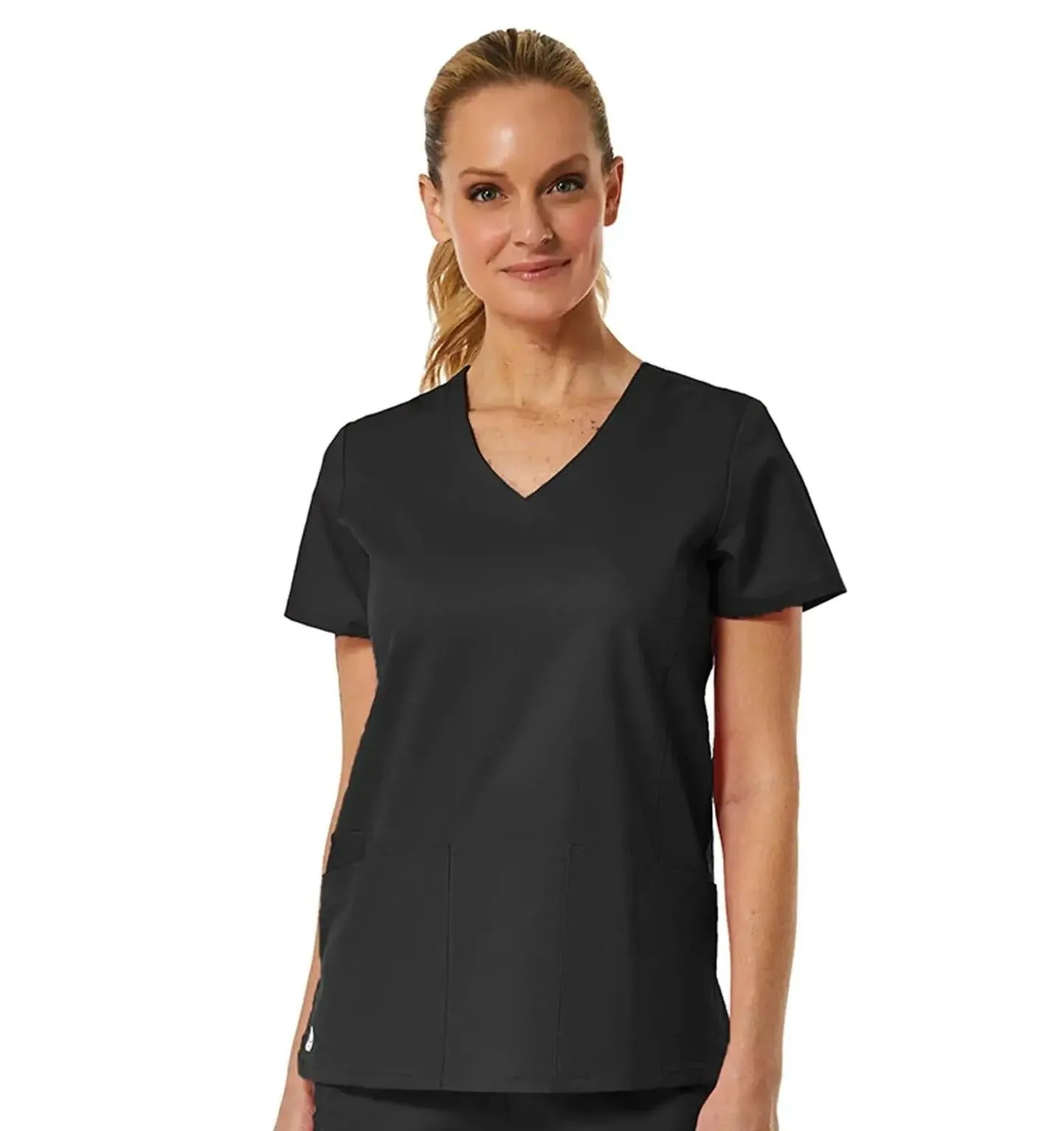 Maevn Back Mesh Panel Shaped V-Neck Top