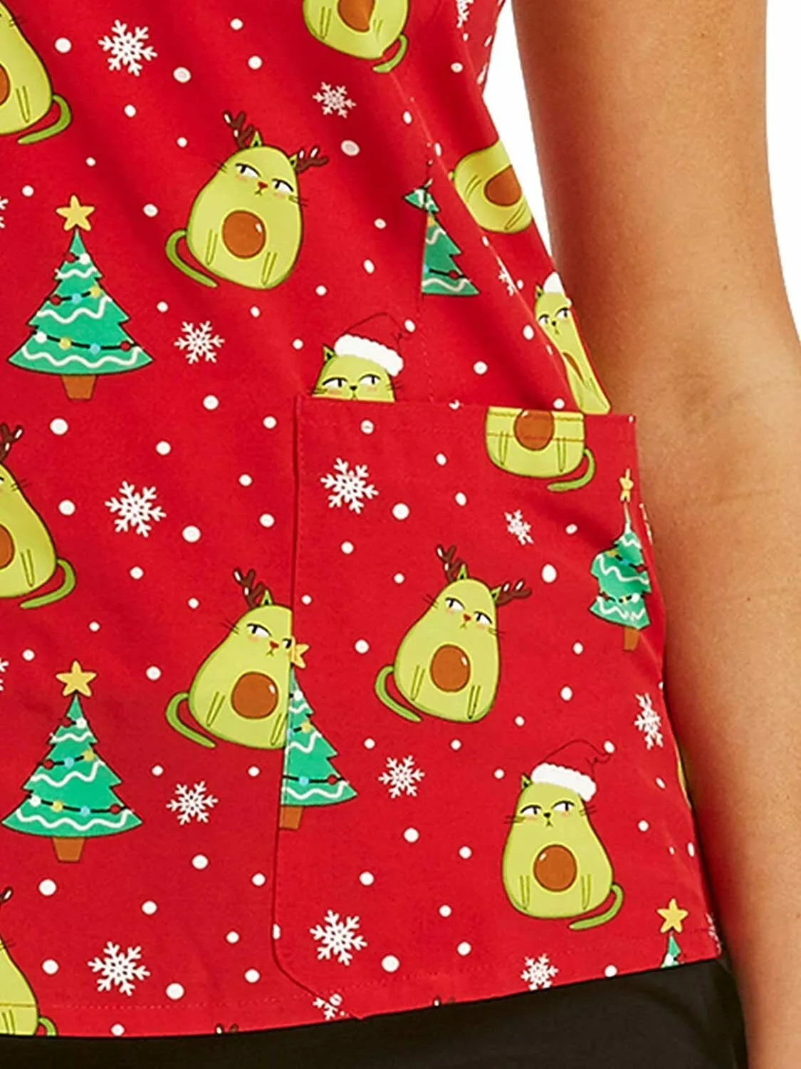 Maevn Women's Stretch V-Neck Print Scrub Top 1767-ACM <br> Sizes M to XL