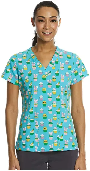 Maevn Women’s V-Neck Print Scrub Top 1767 BUC <br> Sizes XS to XL