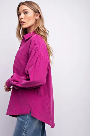 Magenta Baby Cord Button Up #035