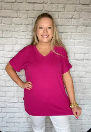 Magenta Side Slit Hi-Low Top