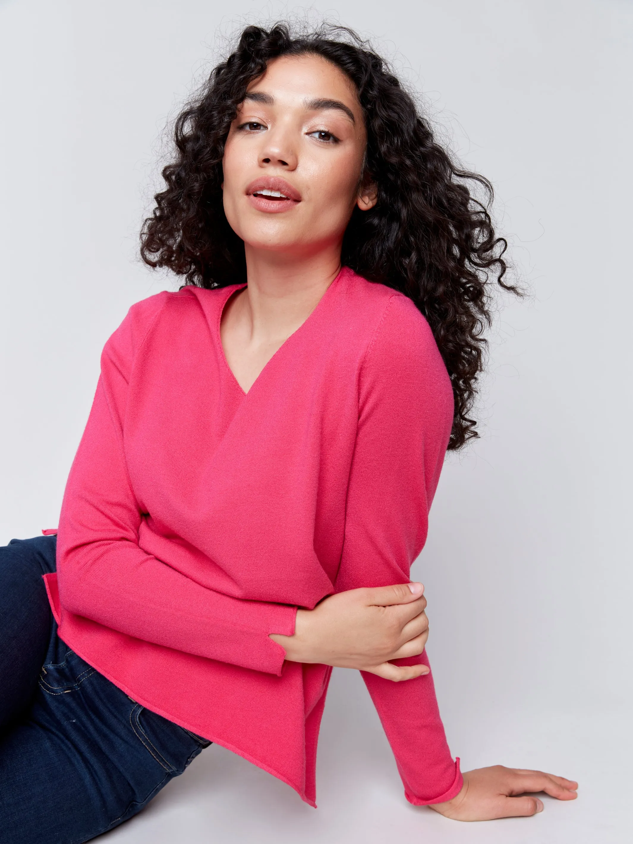 Magenta V-Neck Sweater #279