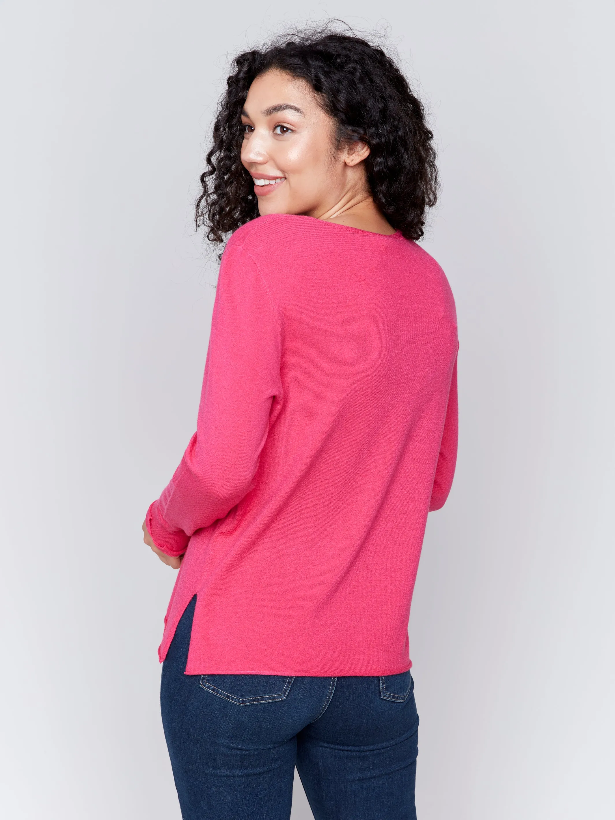 Magenta V-Neck Sweater #279