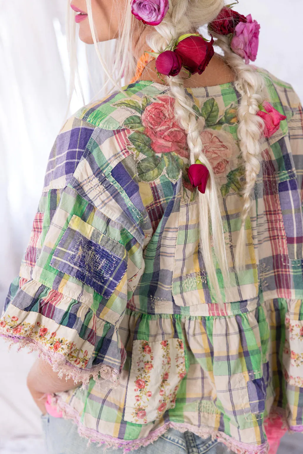 Magnolia Pearl  Top 1521 - Dear Liza Eyelet Blouse - Madras Green