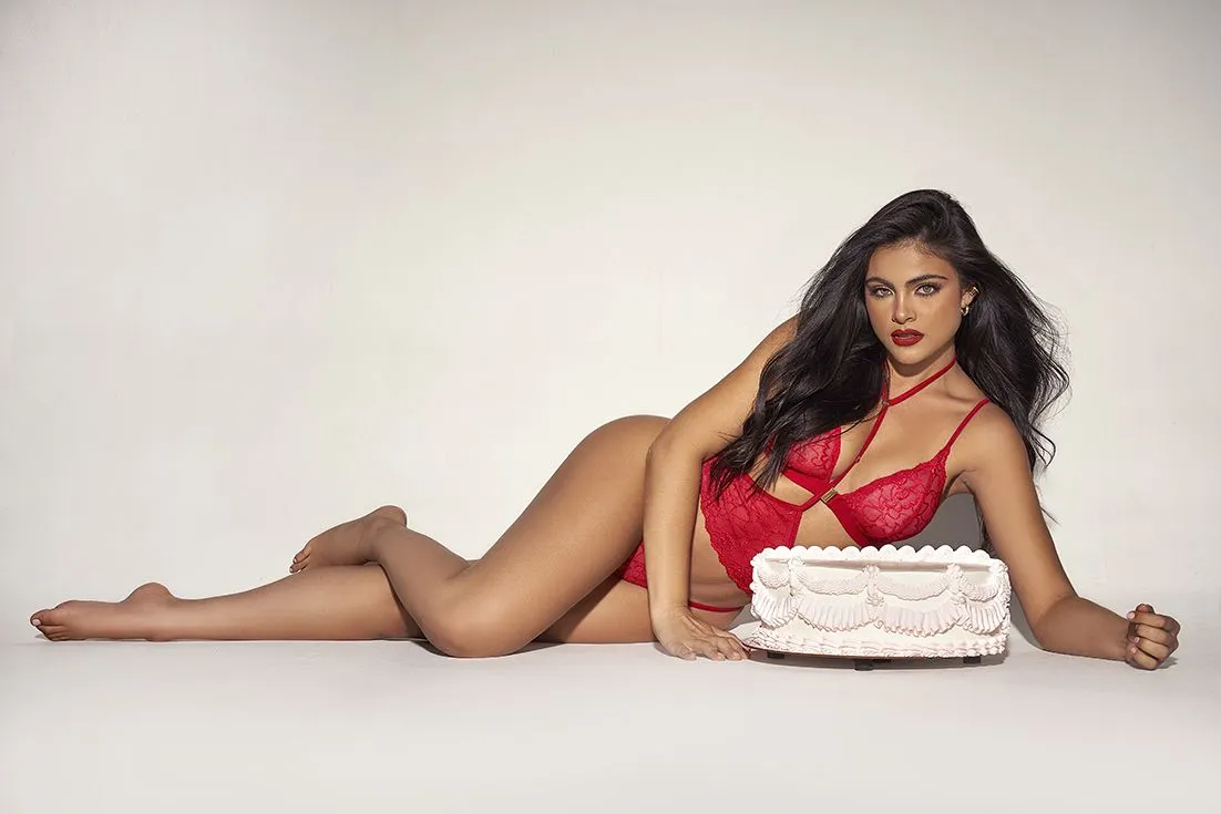 Mapale 8813 Three Piece Lingerie Set Color Red