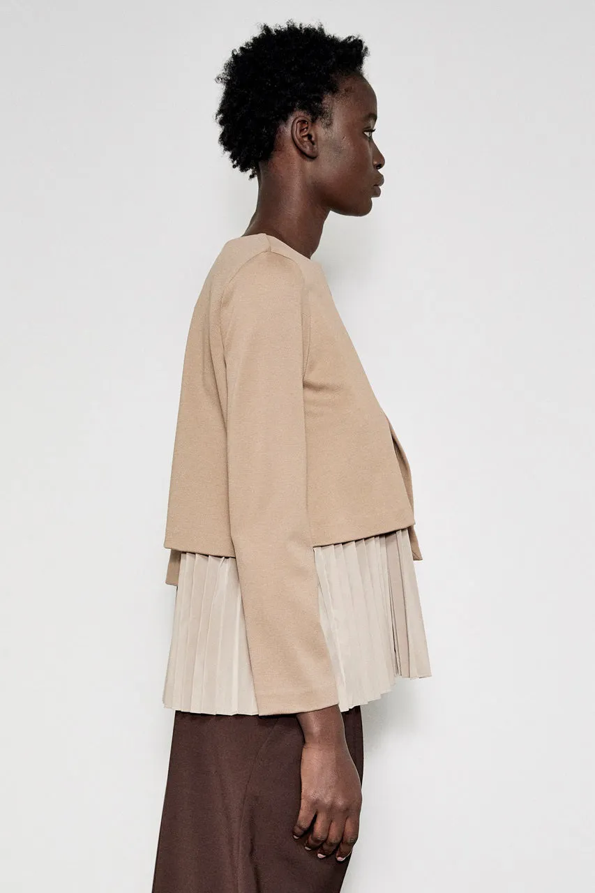 MEIMEIJ - ASYMETRIC PONTE TOP WITH TAFFETTA INSERT