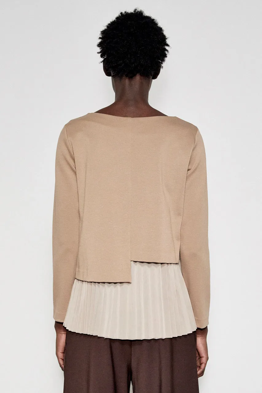 MEIMEIJ - ASYMETRIC PONTE TOP WITH TAFFETTA INSERT
