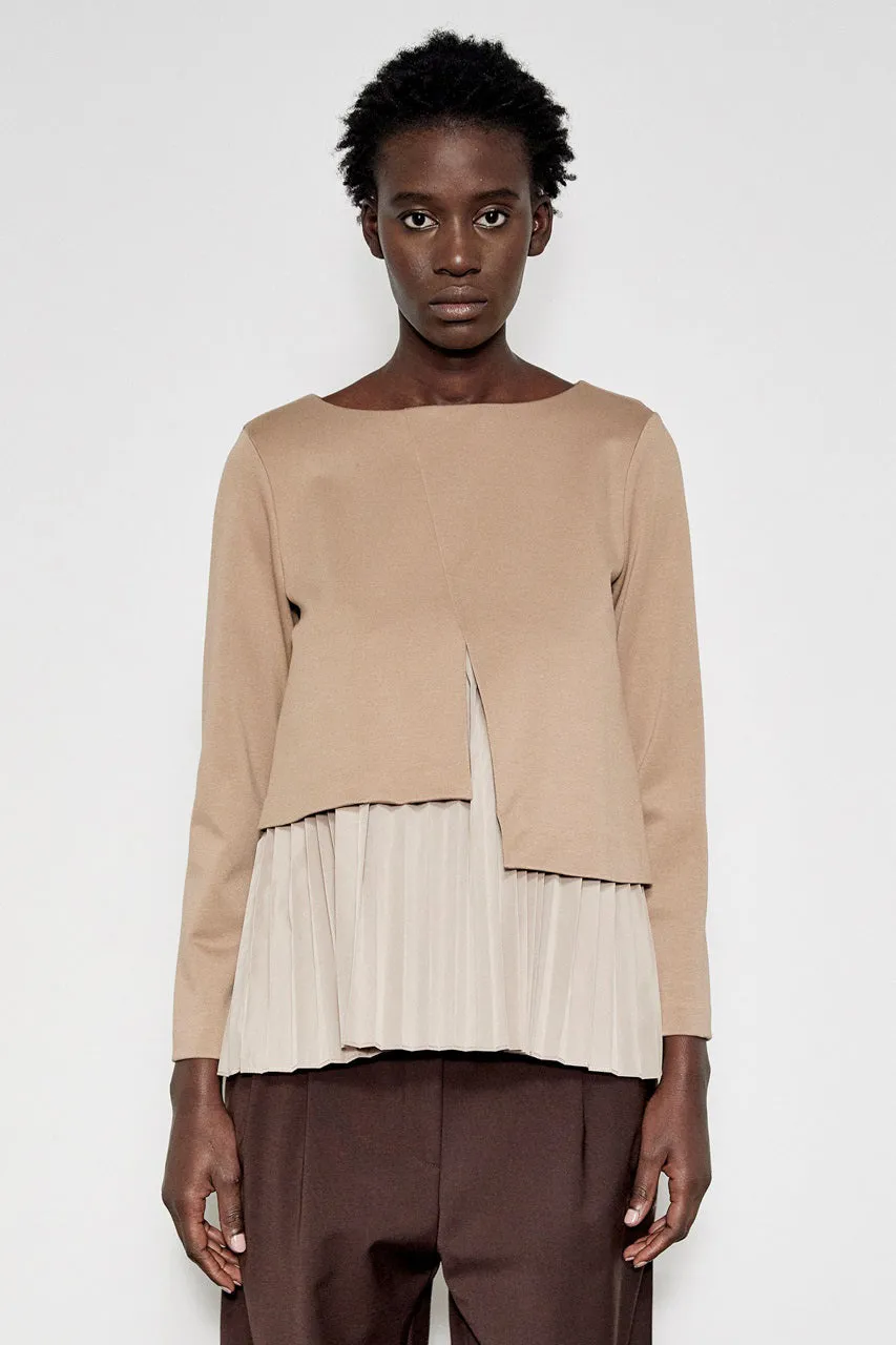 MEIMEIJ - ASYMETRIC PONTE TOP WITH TAFFETTA INSERT