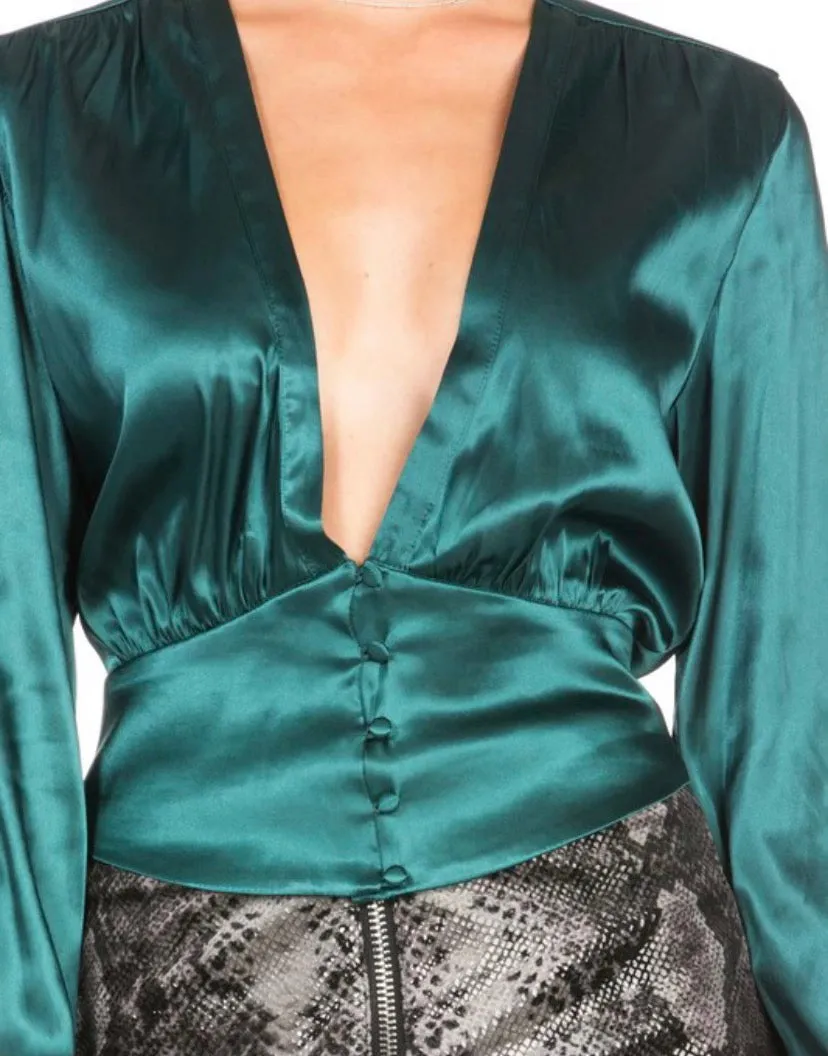 Meredith emerald green satinTop