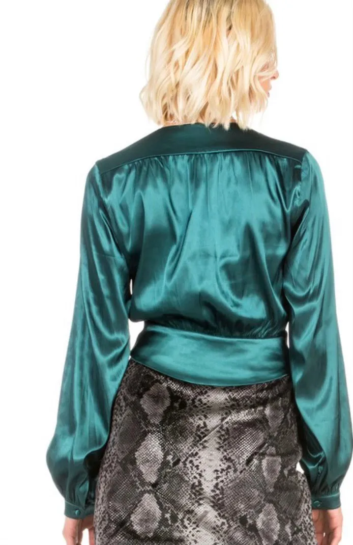 Meredith emerald green satinTop
