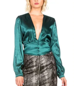 Meredith emerald green satinTop