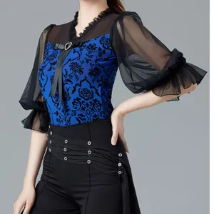Mesh Floral Ballroom/Latin Top