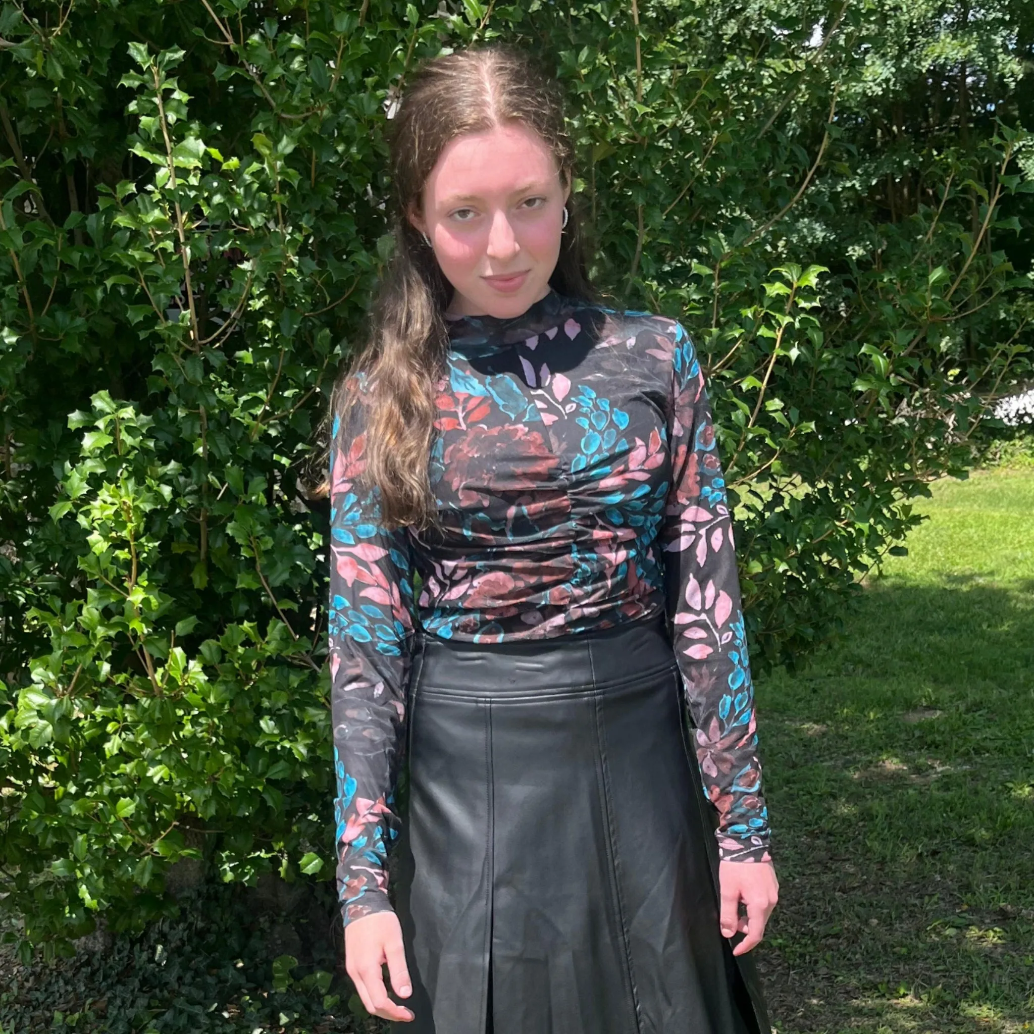 Mesh Ruched Top Floral