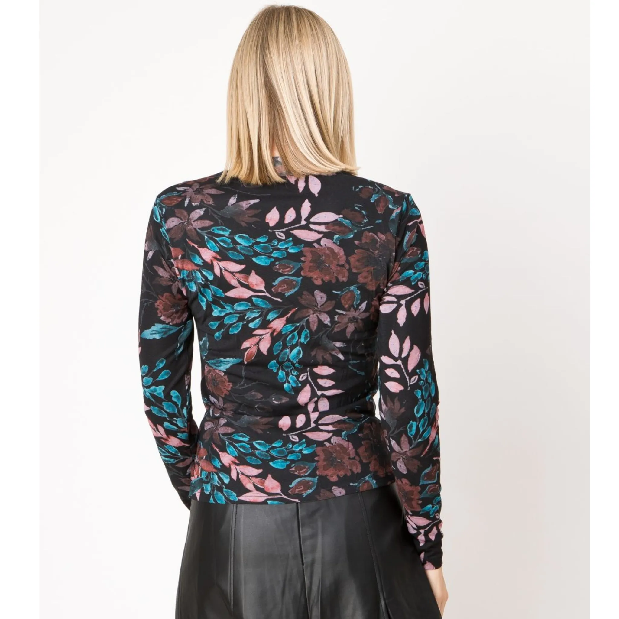 Mesh Ruched Top Floral