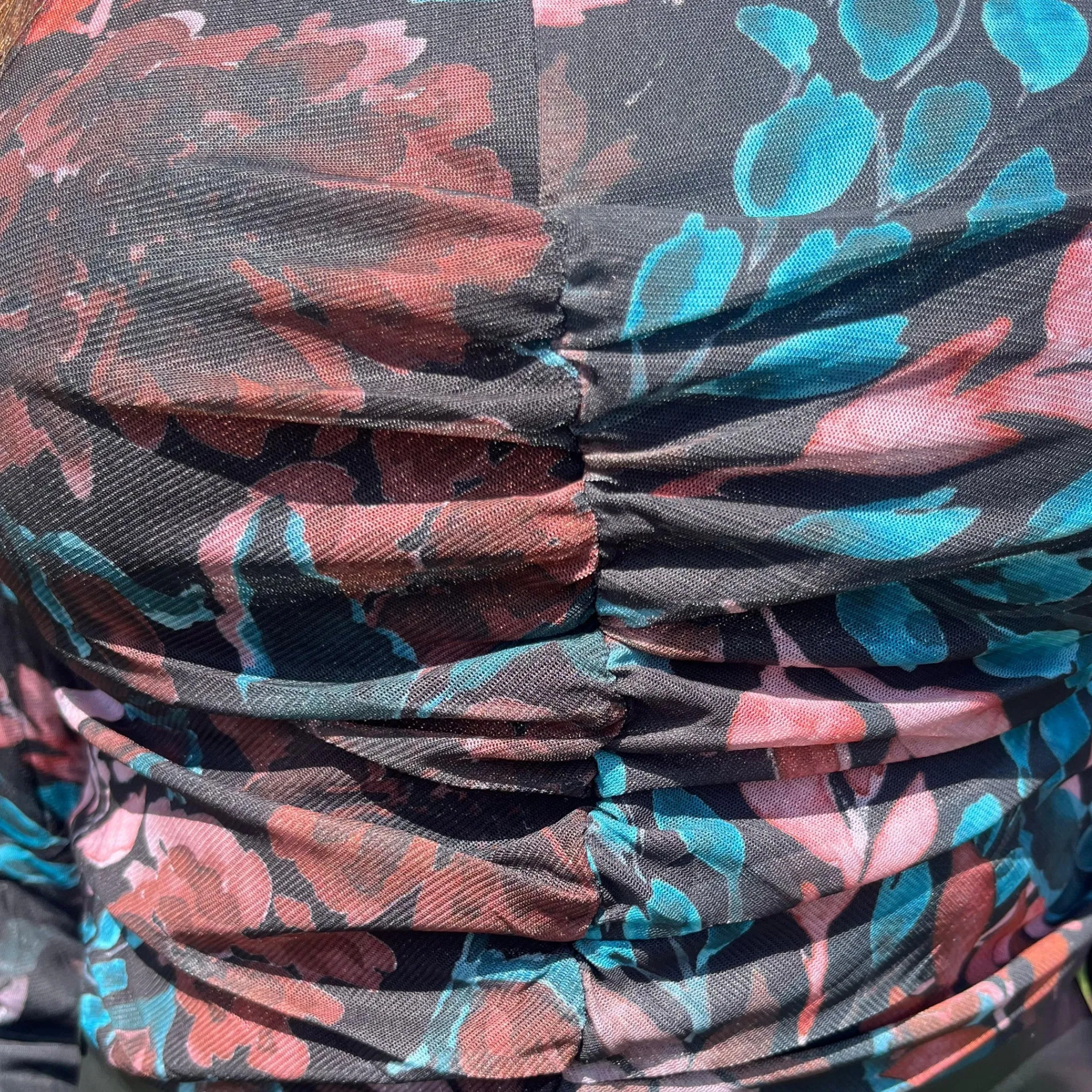 Mesh Ruched Top Floral
