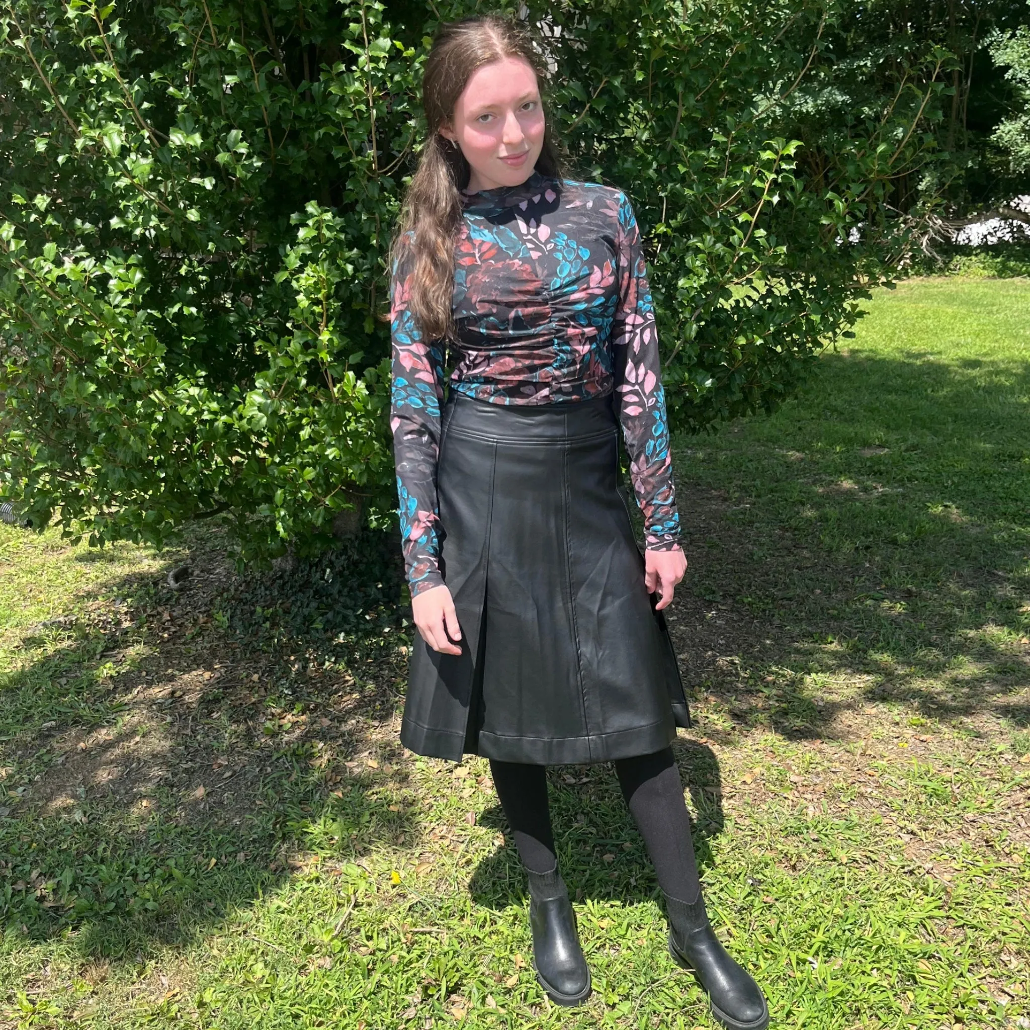 Mesh Ruched Top Floral