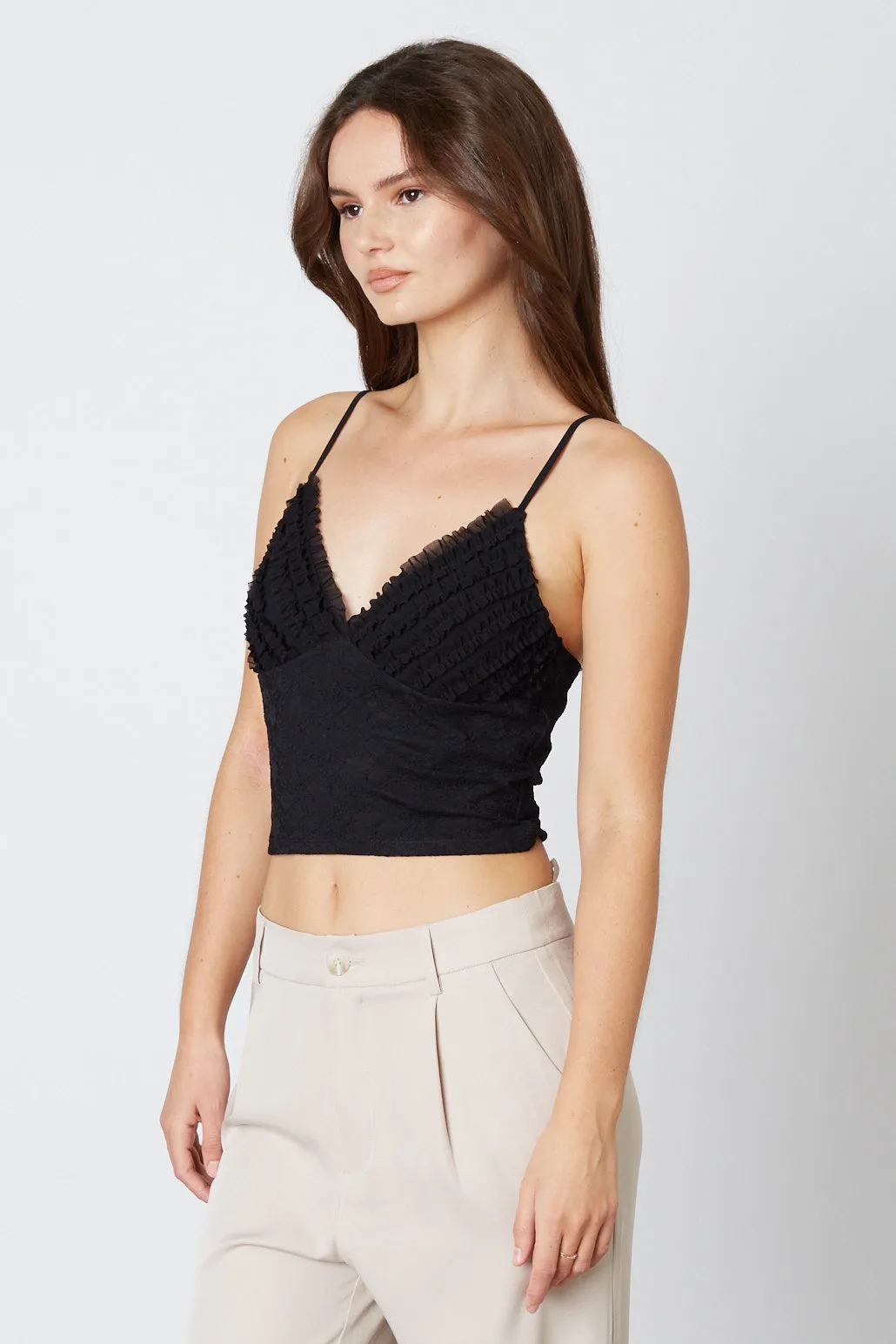 Mesh Ruffle Top