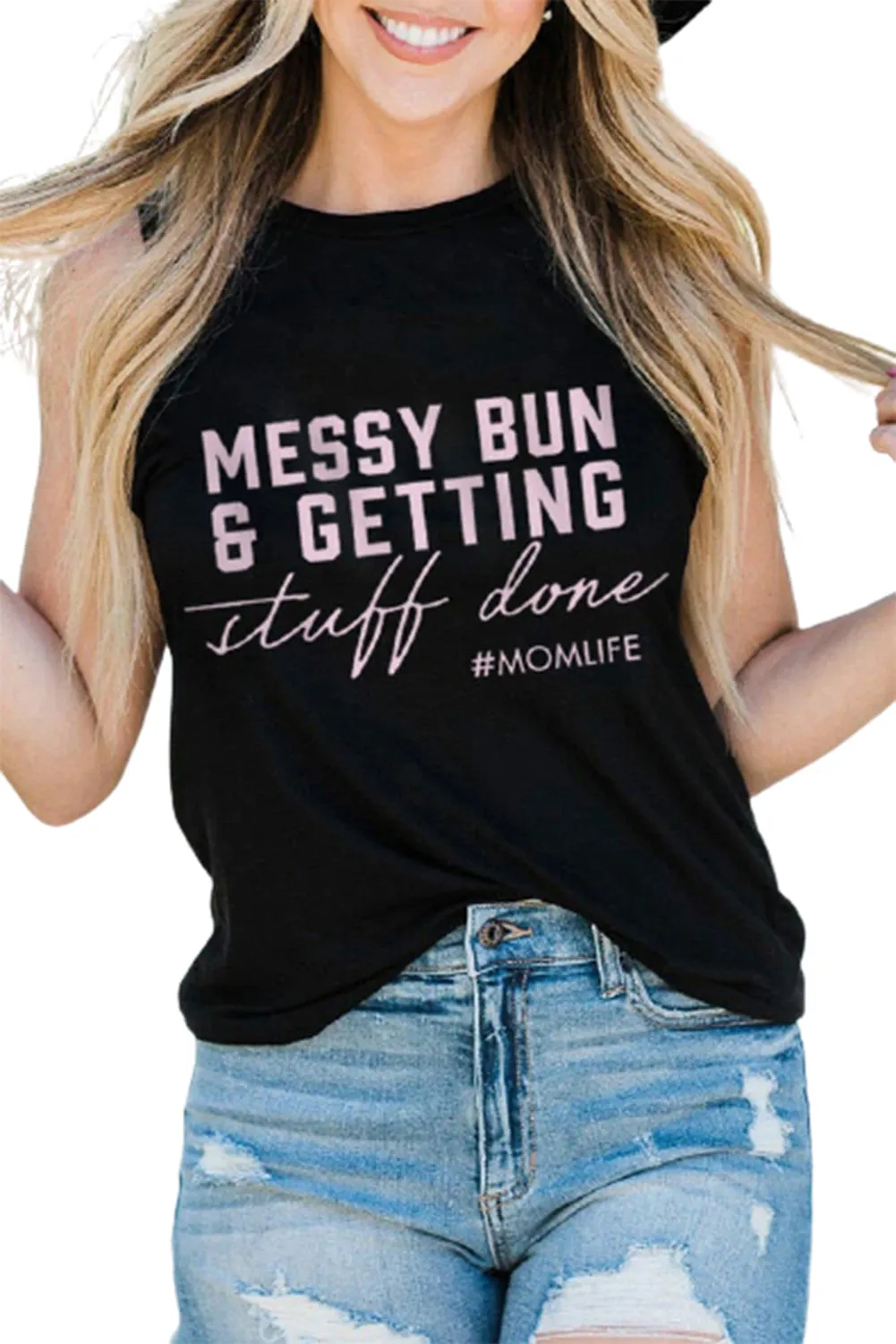 Messy Bun Getting Stuff Done Mom Life Tank Top