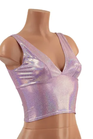 Midi Length Starlette Bralette in Lilac Holographic