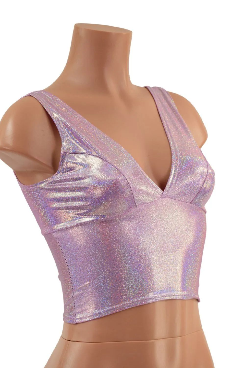 Midi Length Starlette Bralette in Lilac Holographic