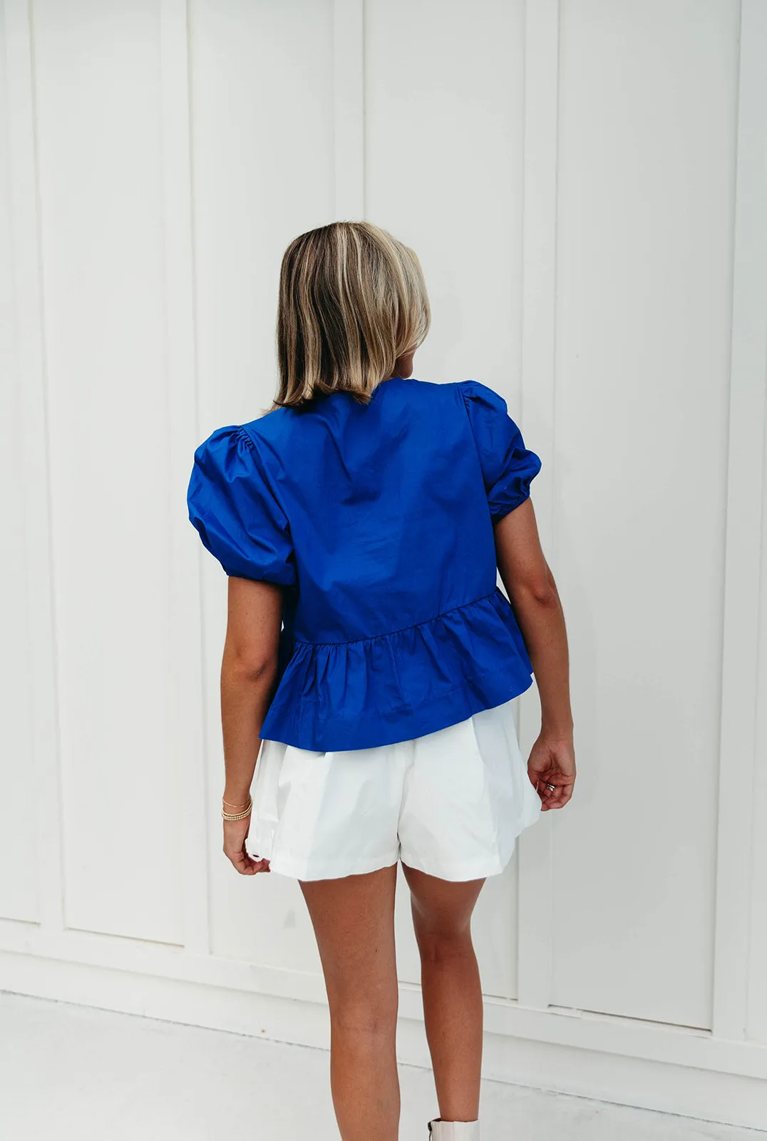 Minnie Bow Tie Top - Blue