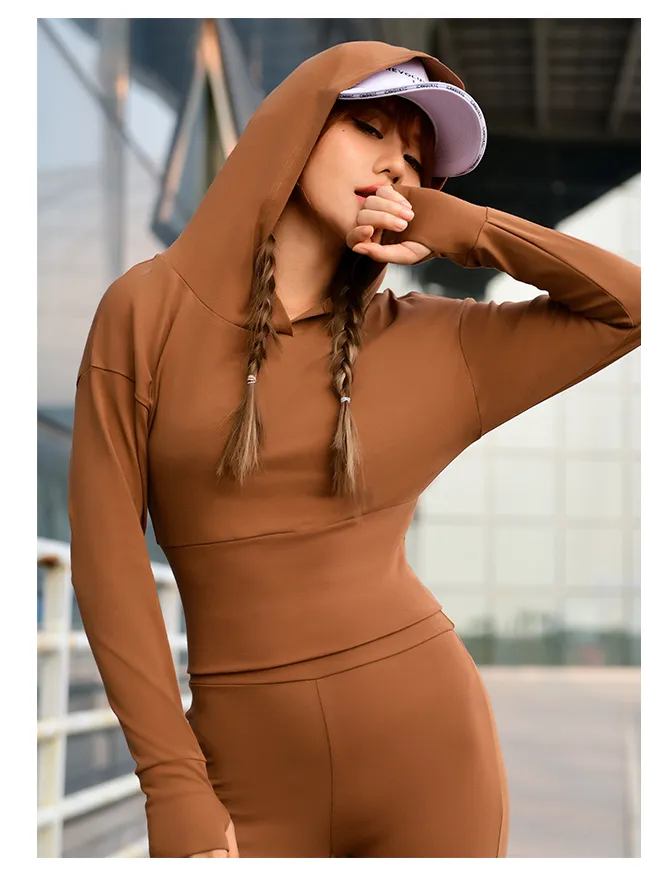 MIP LONG SLEEVE CROP TOP WITH HOOD