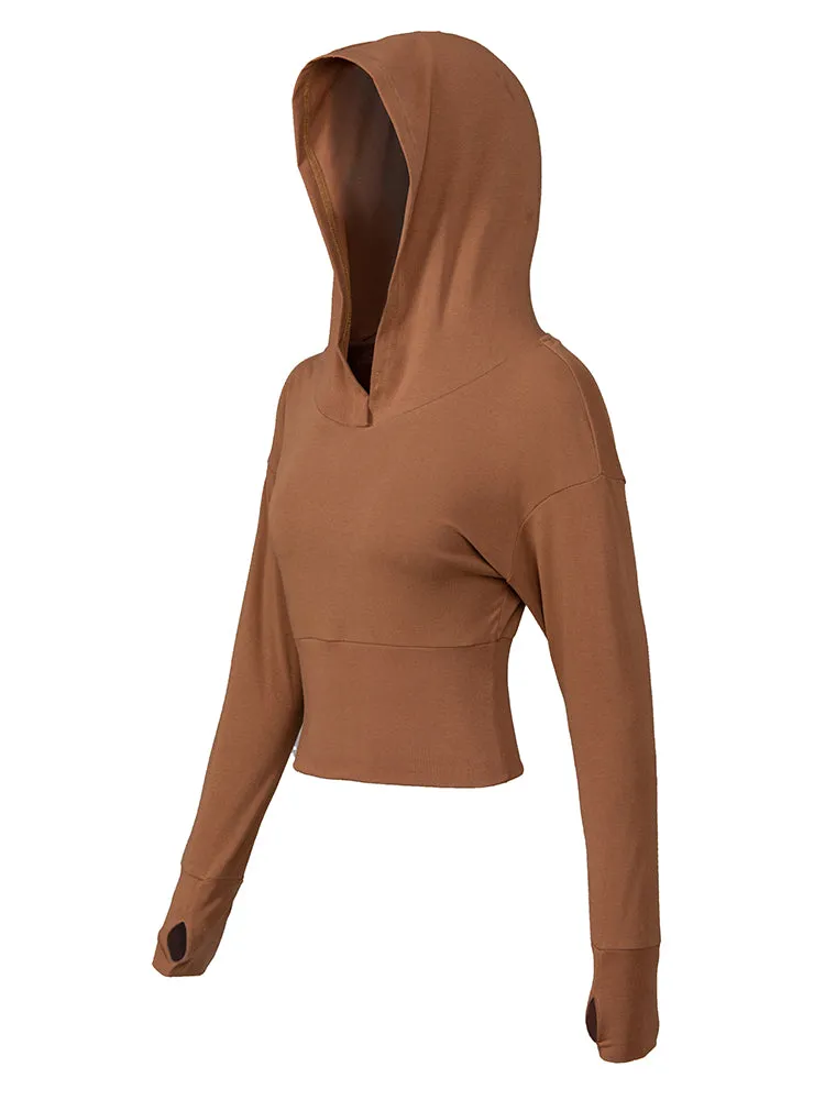 MIP LONG SLEEVE CROP TOP WITH HOOD