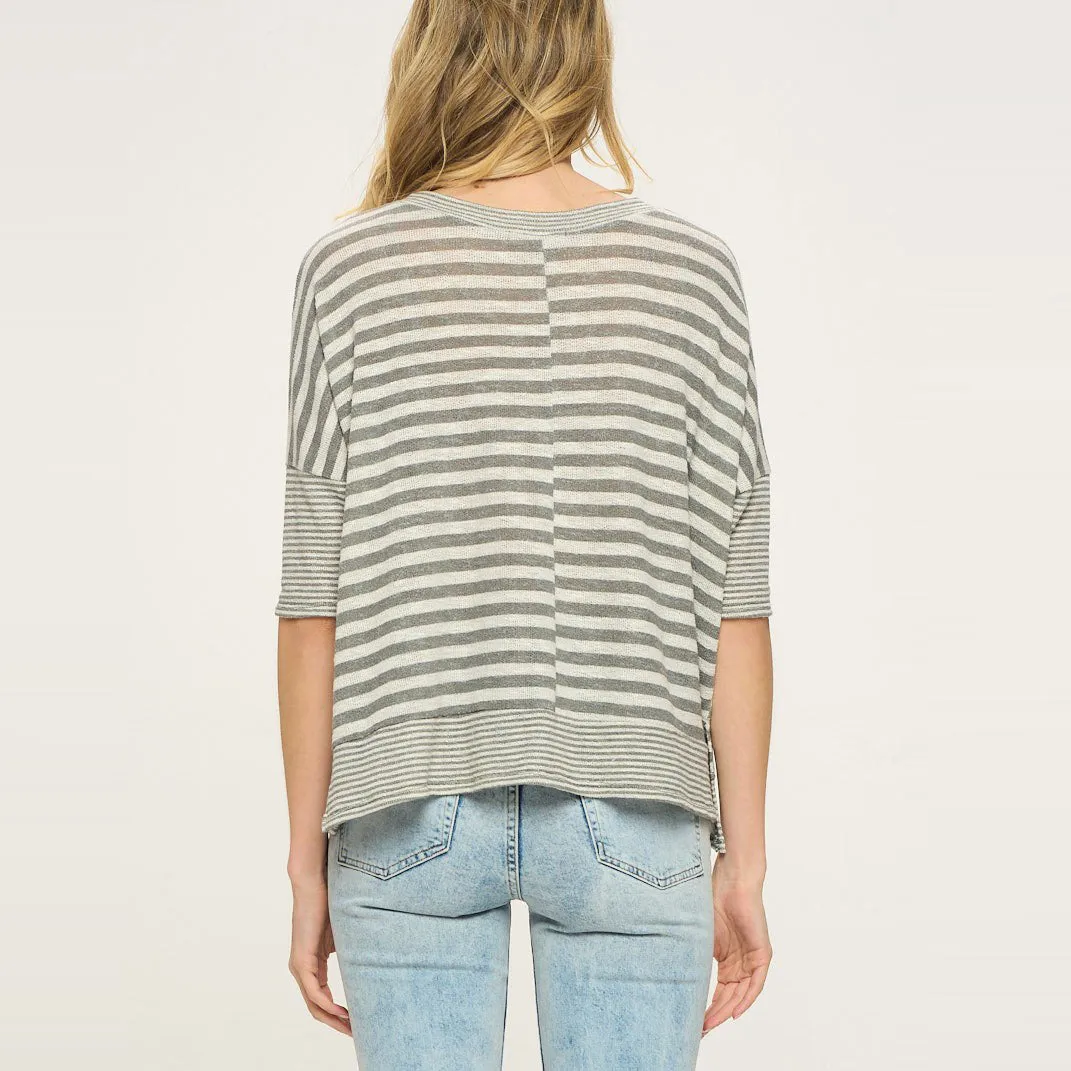 Mixed Stripe Cozy Top