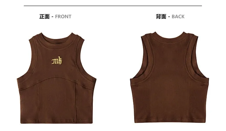 MK Solid Color Sleeveless Crop Top