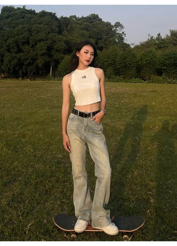 MK Solid Color Sleeveless Crop Top