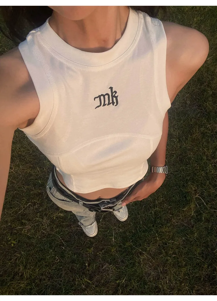 MK Solid Color Sleeveless Crop Top