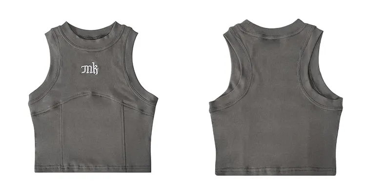 MK Solid Color Sleeveless Crop Top
