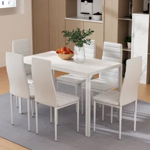 Modern 7-Piece Dining Set, MDF Top, Metal Frame - Artiss
