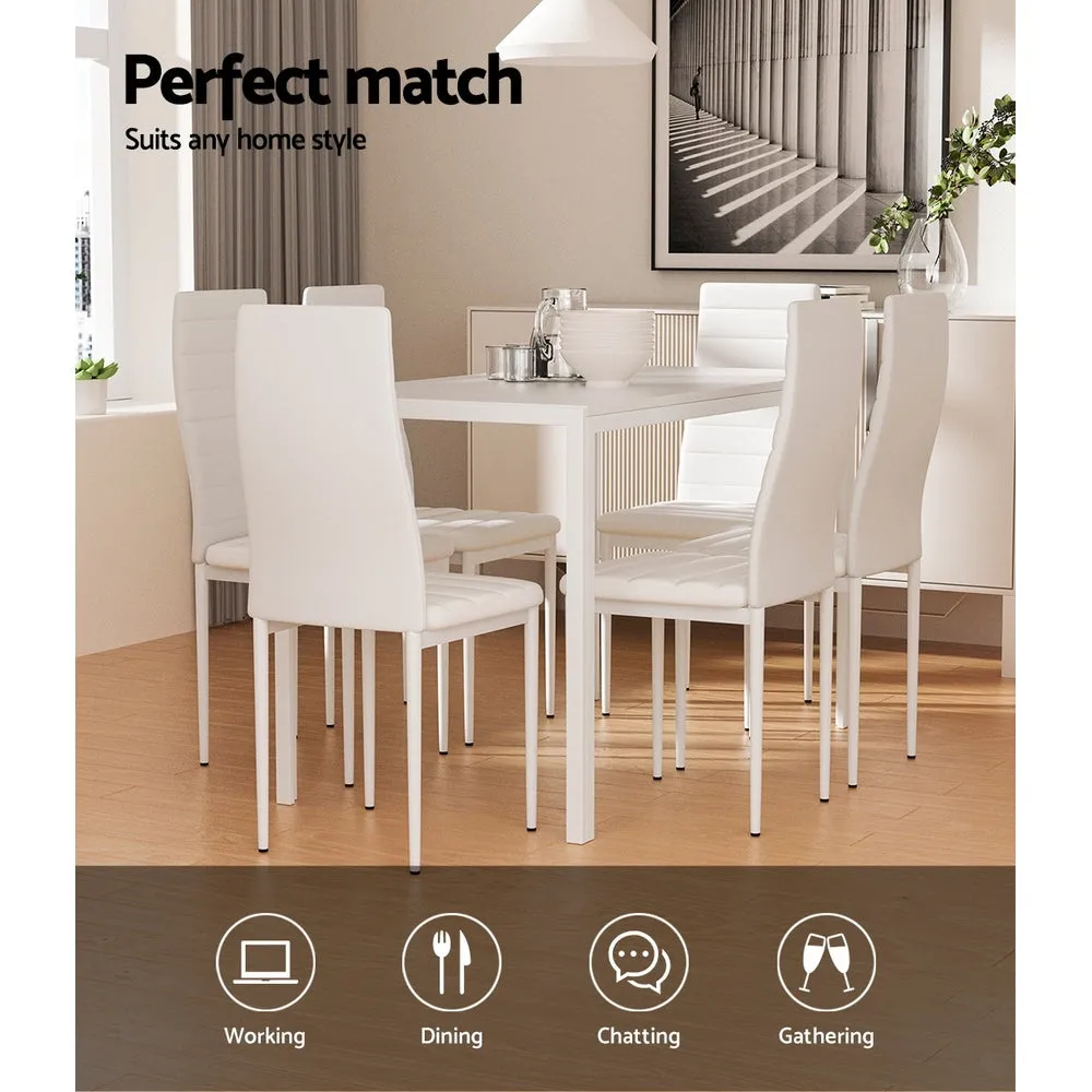 Modern 7-Piece Dining Set, MDF Top, Metal Frame - Artiss