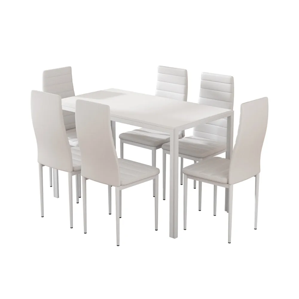 Modern 7-Piece Dining Set, MDF Top, Metal Frame - Artiss
