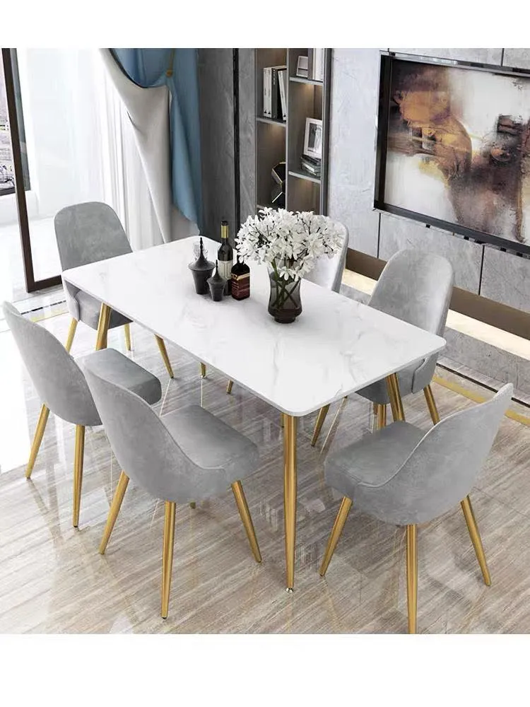 Modern Dining Table Rectangular Sintered Stone Top 63"(160cm)