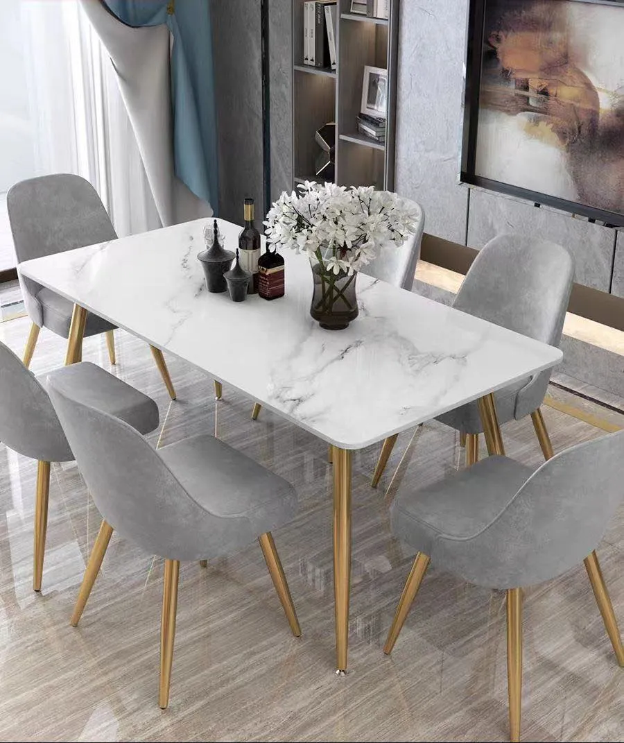 Modern Dining Table Rectangular Sintered Stone Top 63"(160cm)