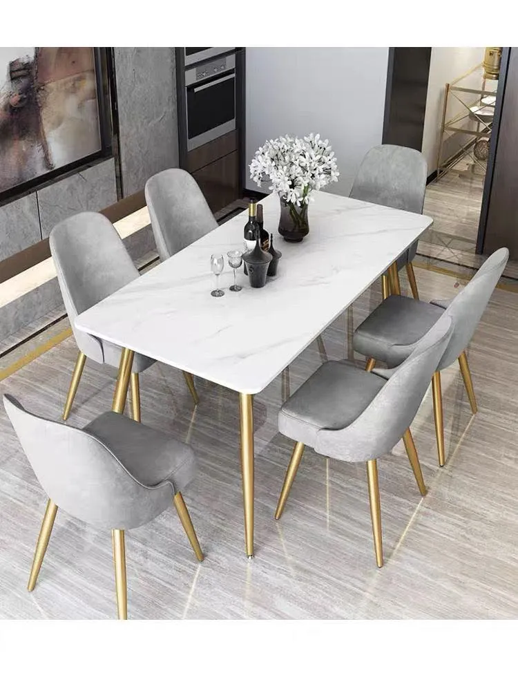 Modern Dining Table Rectangular Sintered Stone Top 63"(160cm)