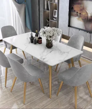 Modern Dining Table Rectangular Sintered Stone Top 63"(160cm)