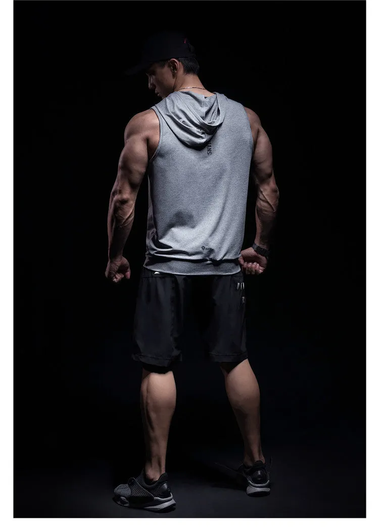 MONSTER GUARDIANS SLEEVELESS MUSCLE HOODIE IN GREY
