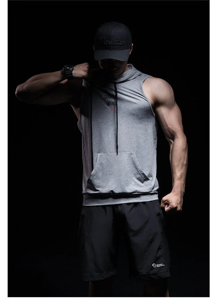 MONSTER GUARDIANS SLEEVELESS MUSCLE HOODIE IN GREY